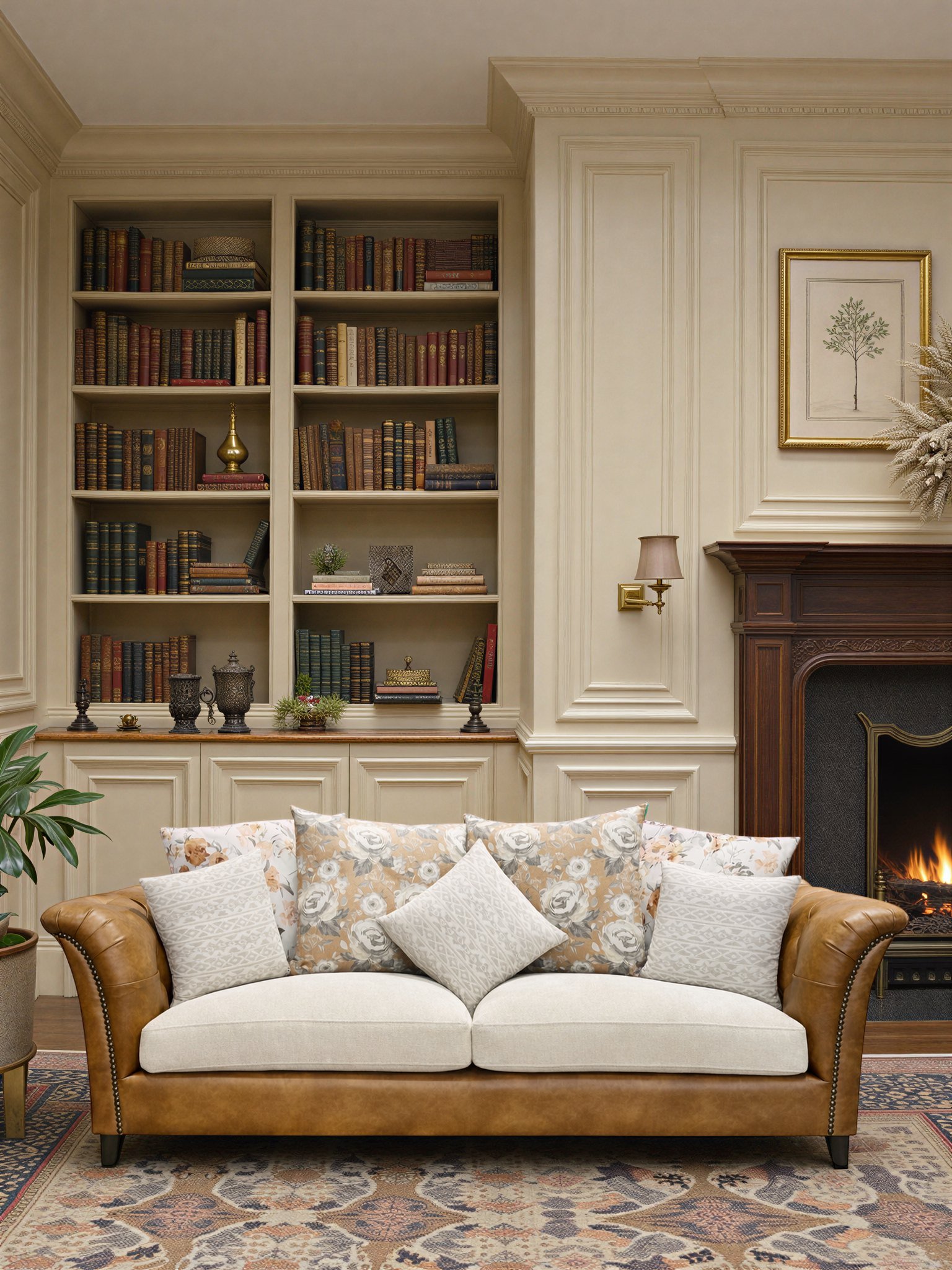 A configured sofa styled in a classic living room — the future is configurable