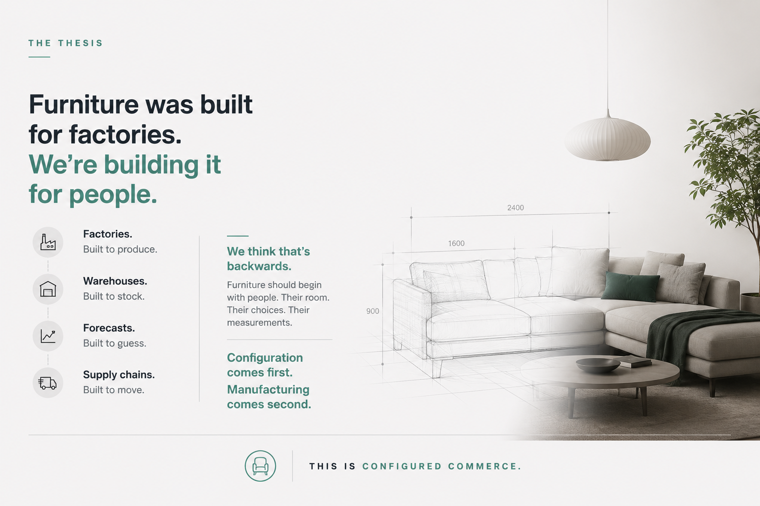 The Thesis — Furniture was built for factories. We're building it for people.